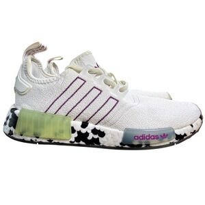 Adidas NMD R1 White Maroon Cow Print Boost Sneakers GZ7995 Womens 8.5